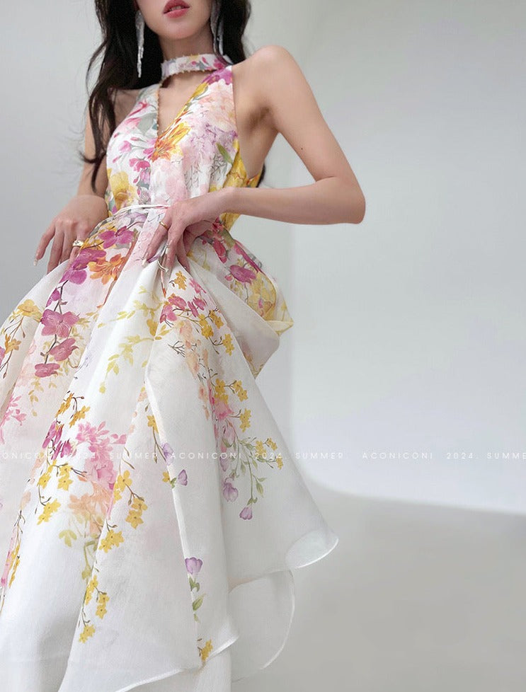 Aconiconi|Day Lily Japanese Style V-neck Summer Dress
