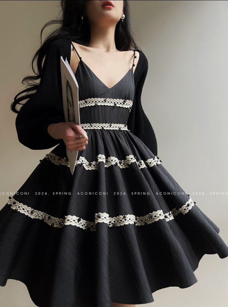 Aconiconi|Rainy Night in Paris Black Short Dress