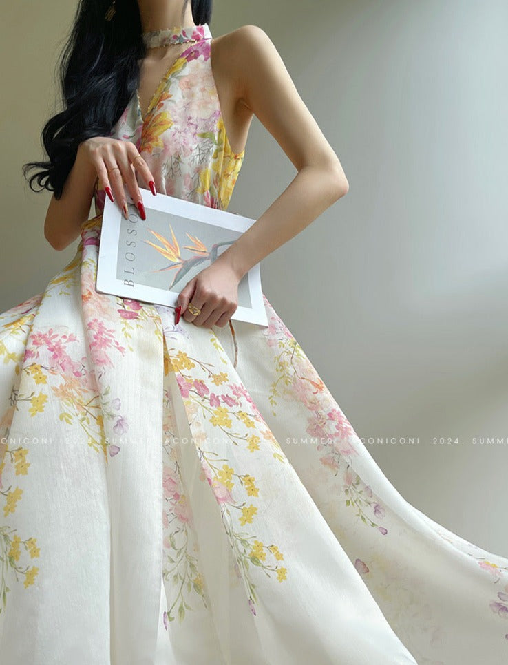 Aconiconi|Day Lily Japanese Style V-neck Summer Dress