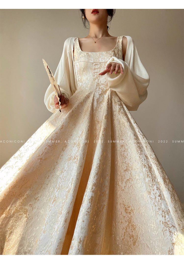 Aconiconi|Twilight Cloud Gilded French Temperament Light Luxury Dress
