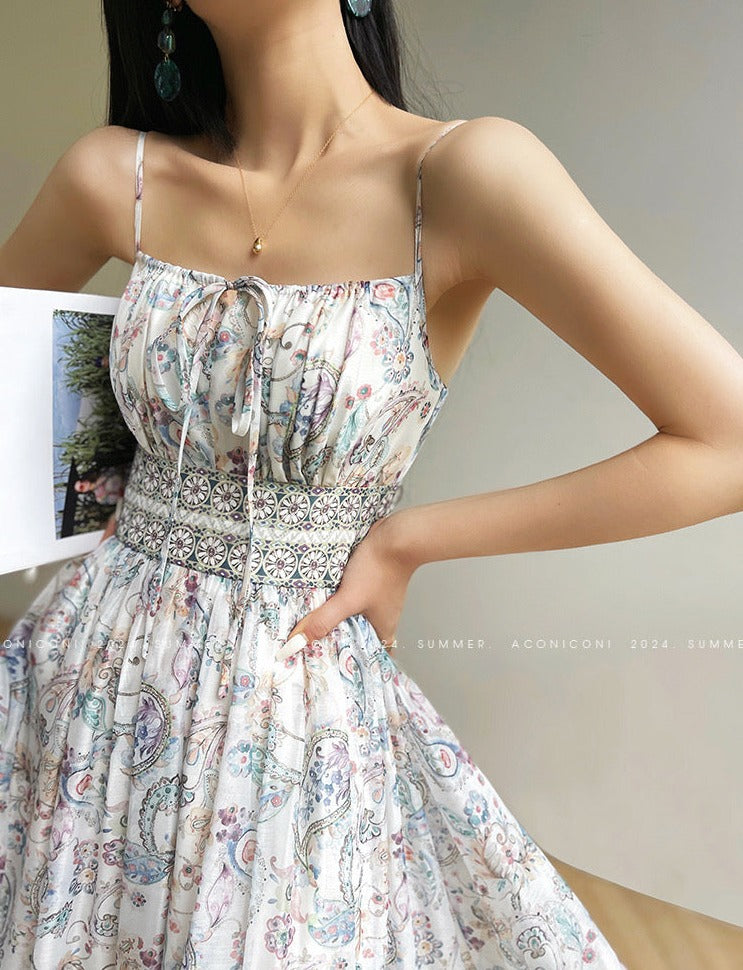 Aconiconi|Eden Floating Retro Floral Bohemian Dress