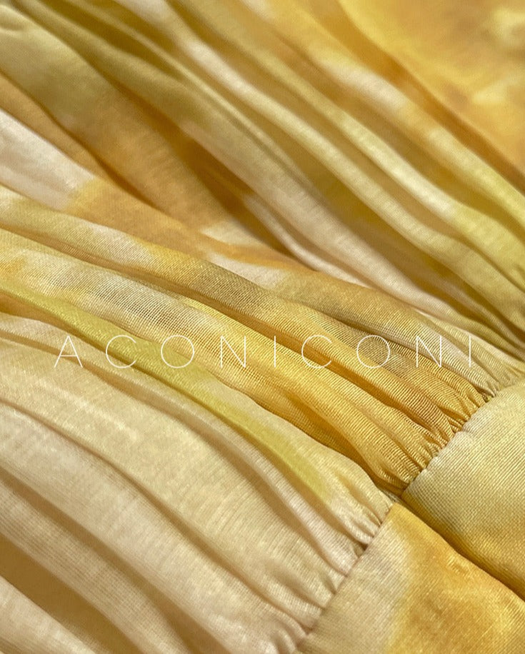 Aconiconi|Midsummer Citron Puff Sleeve Elegant Dress