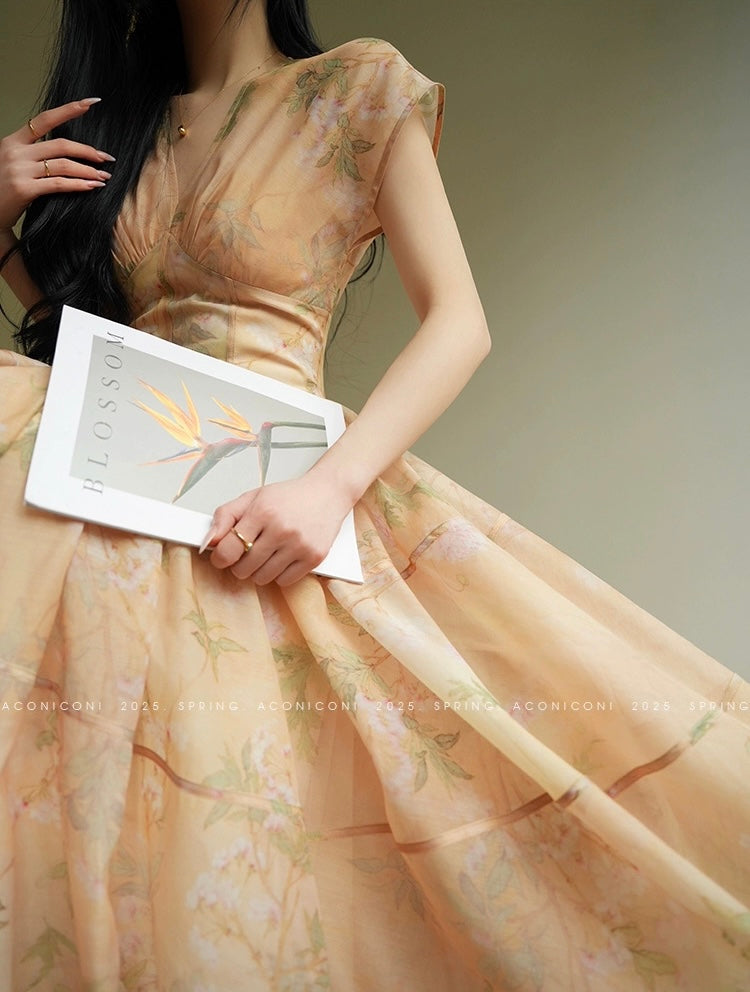 Aconiconi | Soft Sunrise Elegant Flowy Dress