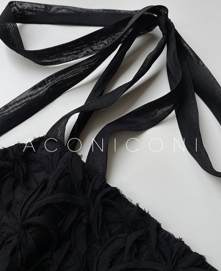 Aconiconi|Quiet Night Orchid Retro Suspender Dress