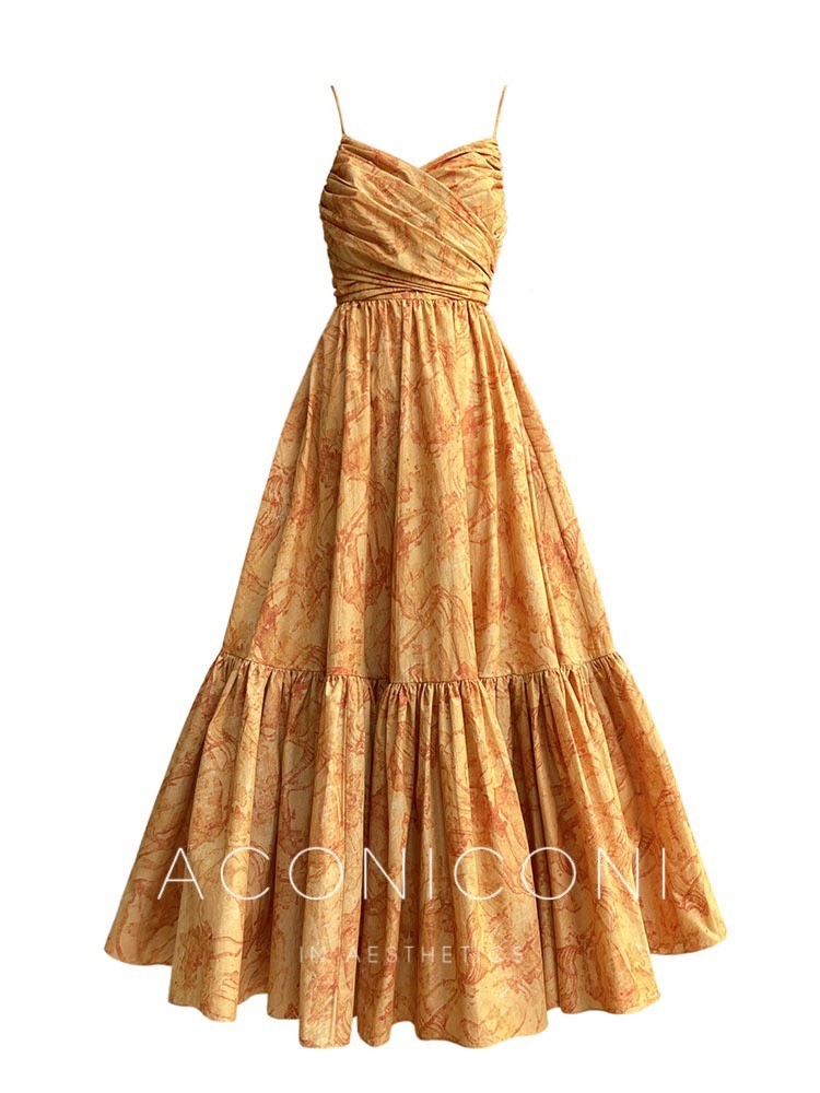 Aconiconi|Late Summer Dusk Slim Waist Dress