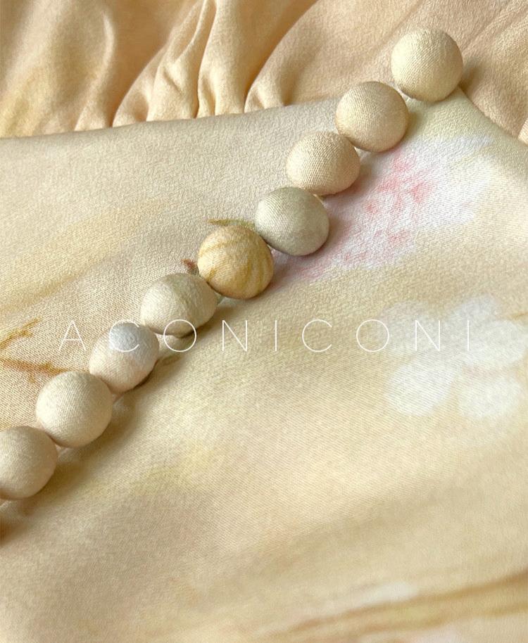 Aconiconi|Luminous Petals Retro Slim Waist Dress