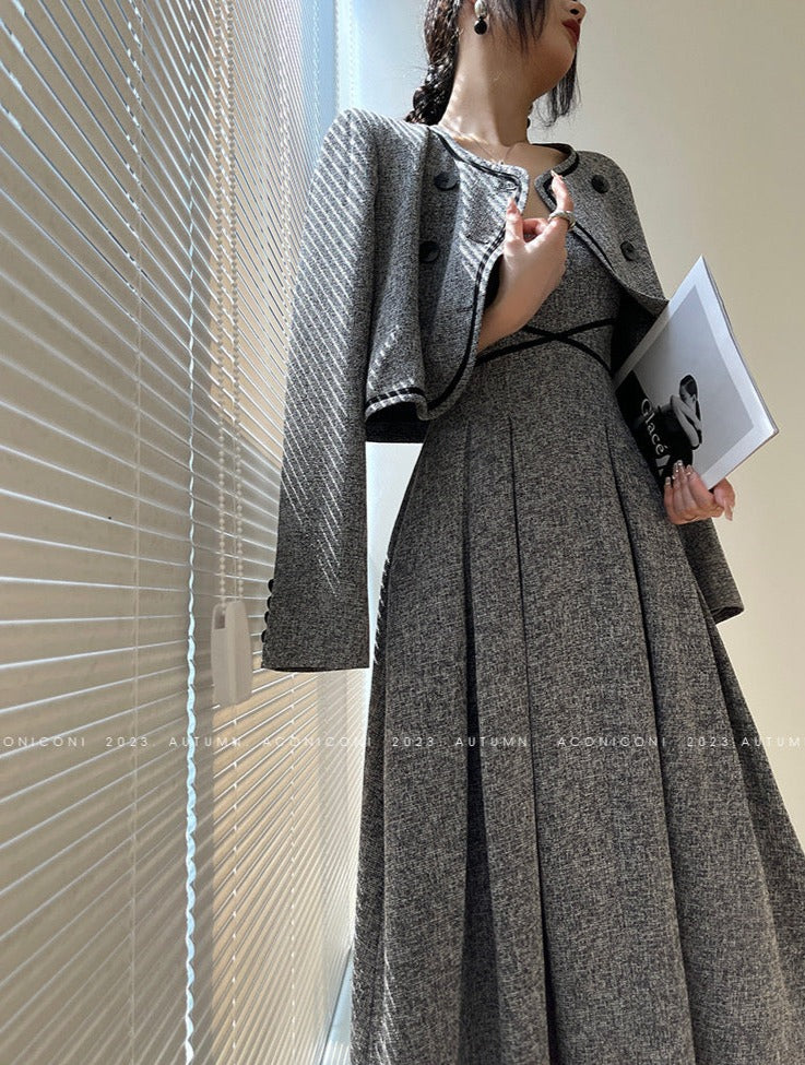 Aconiconi|Kawashima Girl Elegant Temperament Dress Suit Sling Long Dress