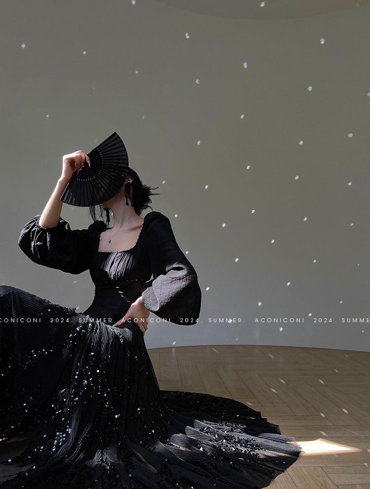 Aconiconi|Twilight Tulle Sequined Long Dress