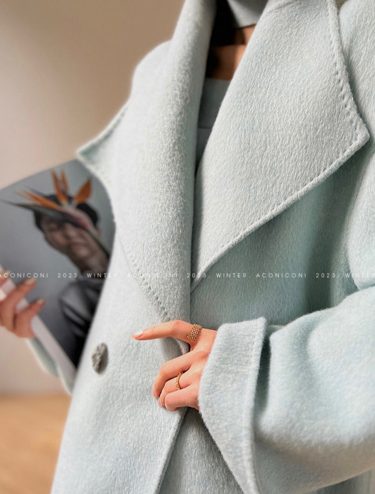 Aconiconi|Dark Night & Sea Waves Double-Sided Wool Coat