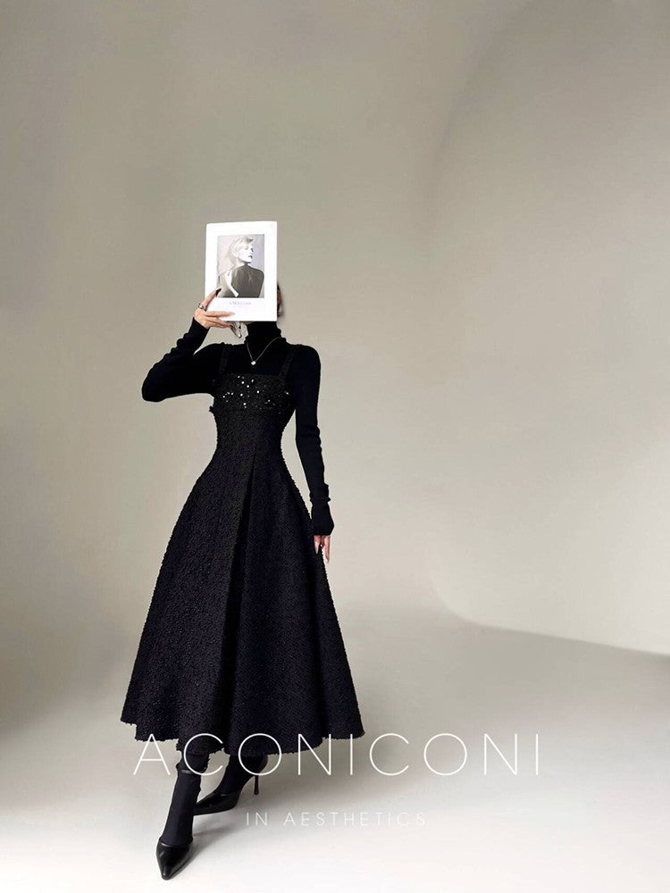 Aconiconi|Winter Night Moon Elegant Dress