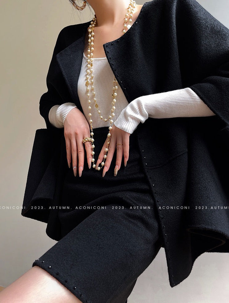 Aconiconi | Night Twilight Wool Autumn Skirt Suit