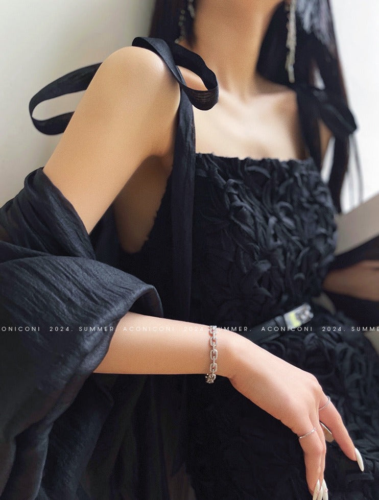 Aconiconi|Quiet Night Orchid Retro Suspender Dress
