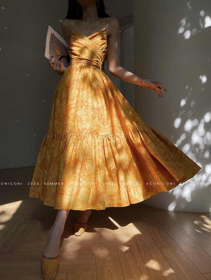 Aconiconi|Late Summer Dusk Slim Waist Dress