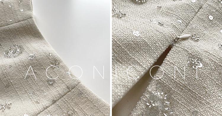 Aconiconi| Sand Star Wool Retro Tweed Skirt Suit