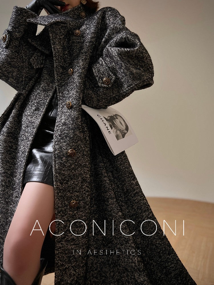 Aconiconi|Inkstone Retro Stand Collar Wool Coat