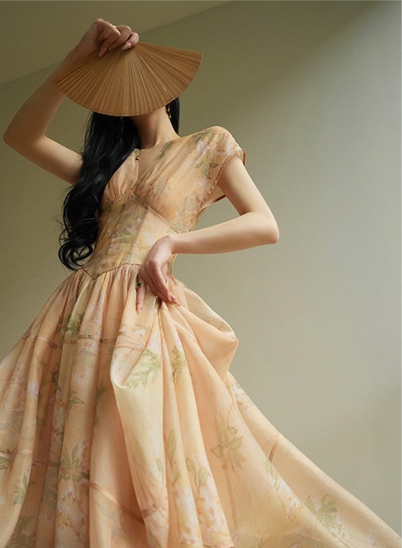 Aconiconi | Soft Sunrise Elegant Flowy Dress