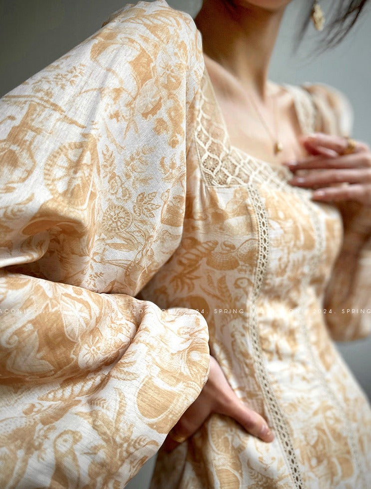Warm Spring Retro Long Dress