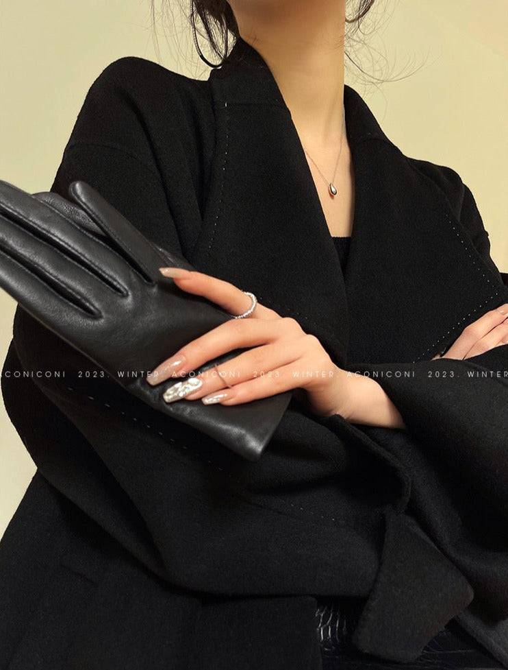 Aconiconi|Dark Night & Sea Waves Double-Sided Wool Coat