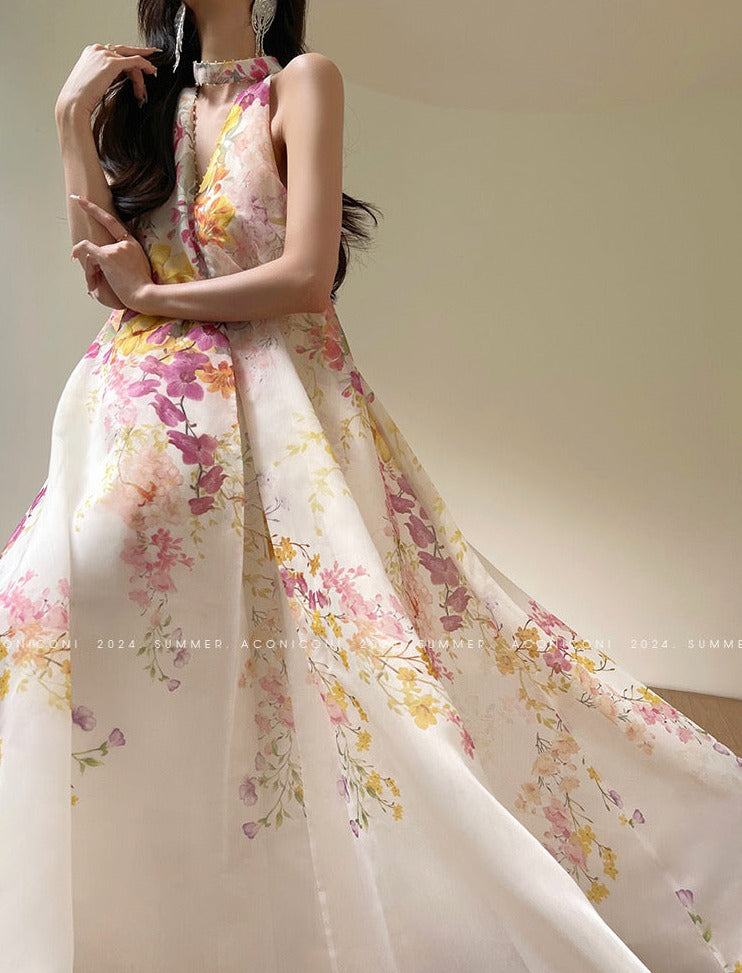 Aconiconi|Day Lily Japanese Style V-neck Summer Dress