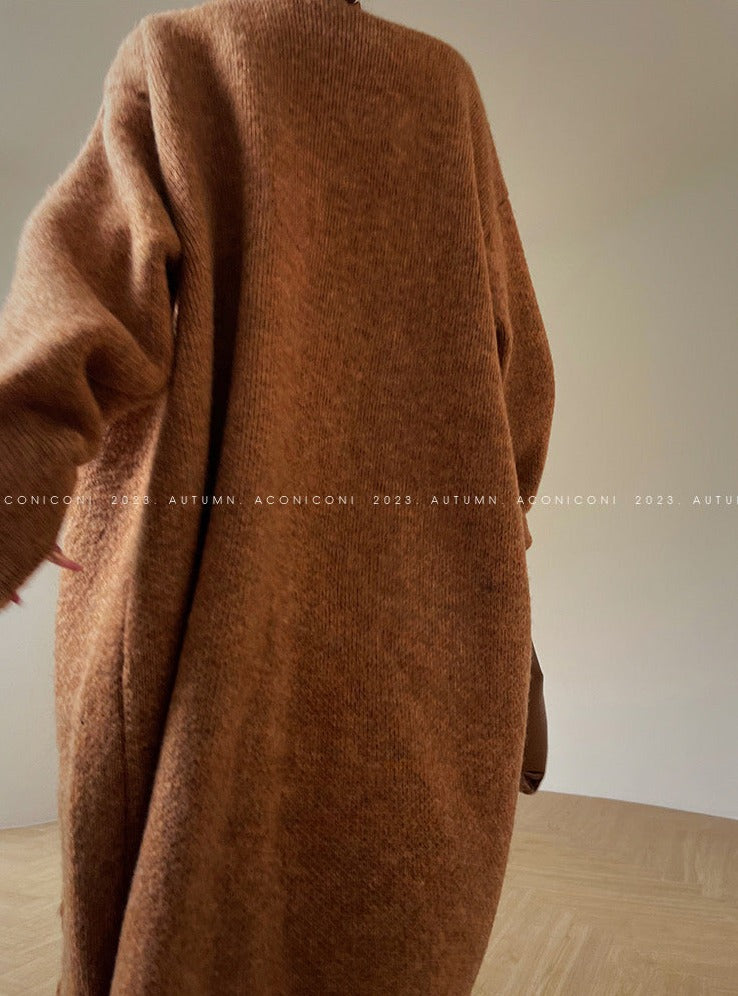 Aconiconi|Camellia Hollow Flower Wool Knit Cardigan