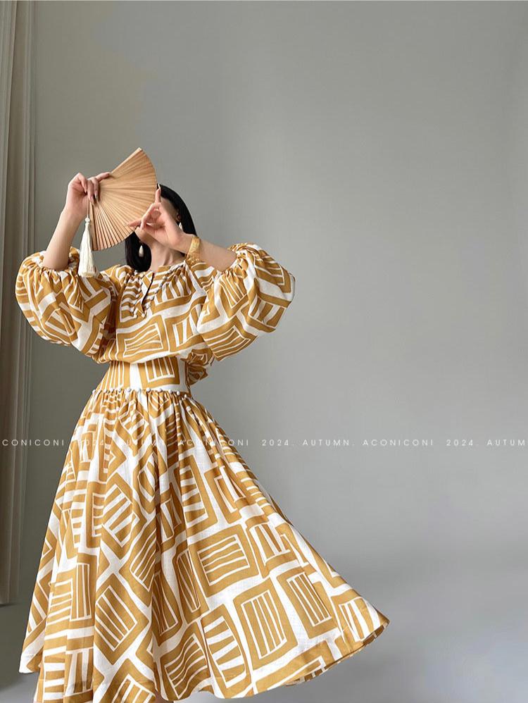 Aconiconi|Opal Dusk V-neck Temperament Dress