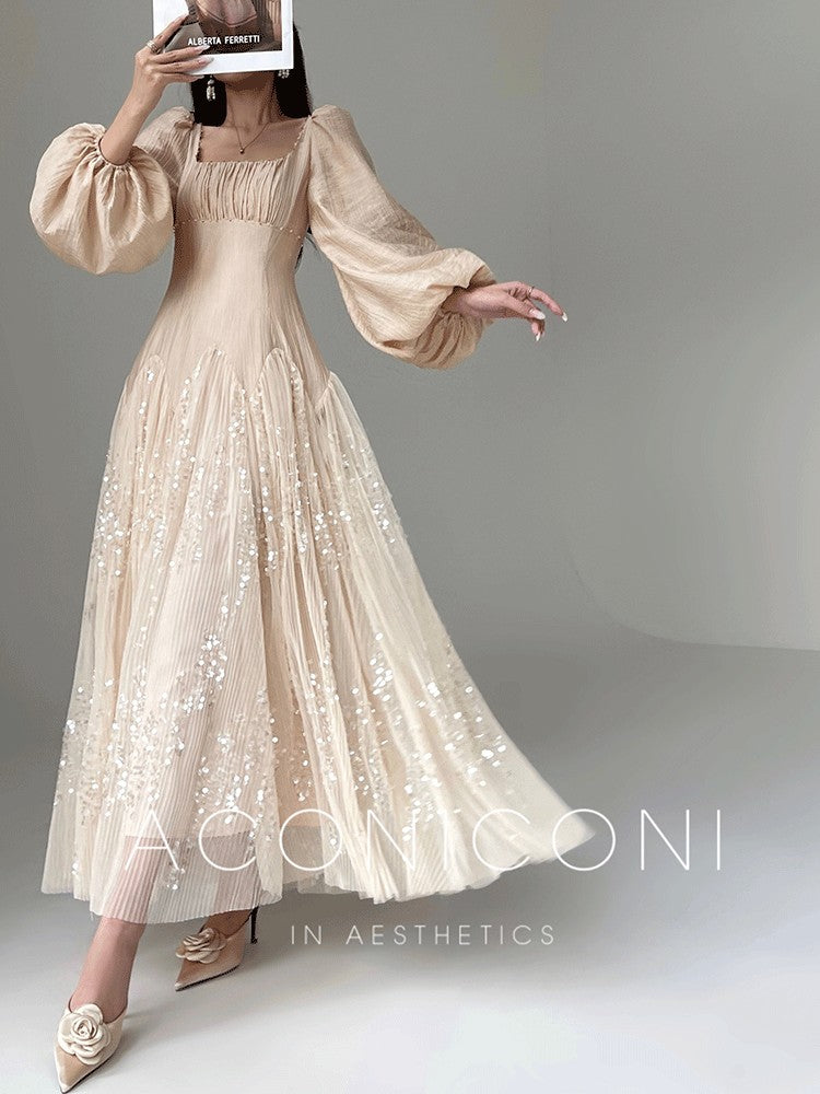 Aconiconi|Twilight Tulle Sequined Long Dress