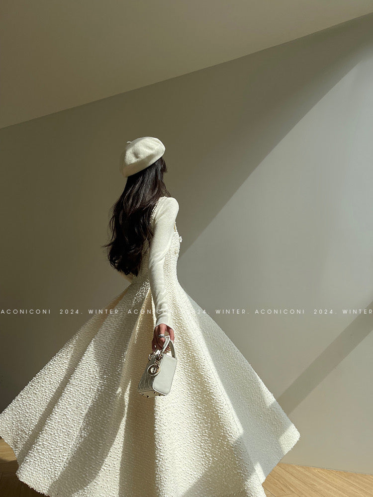 Aconiconi|Winter Night Moon Elegant Dress