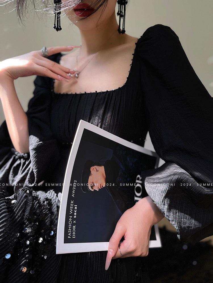 Aconiconi|Twilight Tulle Sequined Long Dress