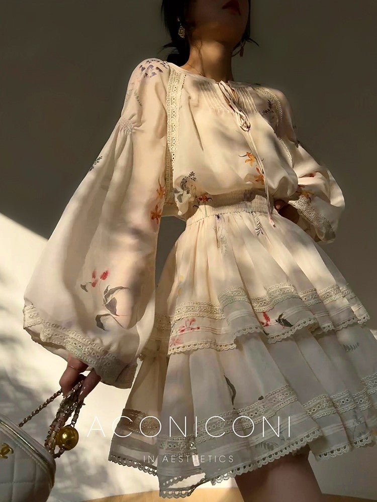 Aconiconi|Moon Shadow Camellia Skirt Suit
