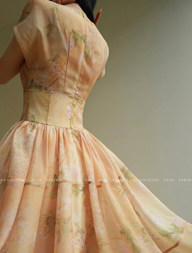 Aconiconi | Soft Sunrise Elegant Flowy Dress