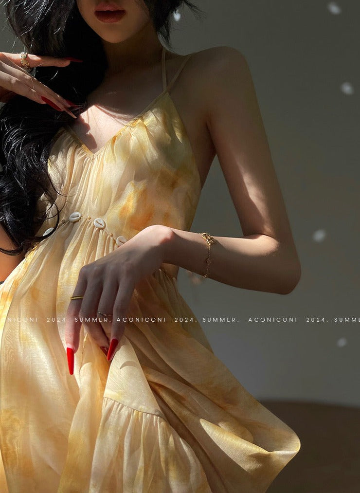 Aconiconi|Seaside Summer Sunset Long Flowy Dress