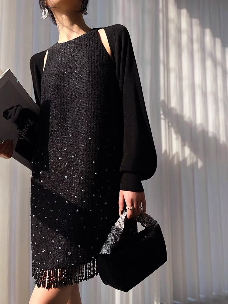 Aconiconi|Light diamond shimmer wool dress