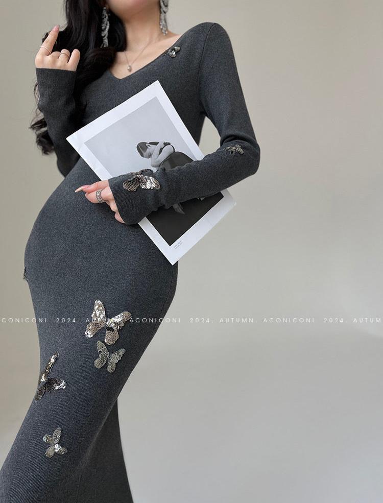 Aconiconi|Silverdew Charm Slim Long Dress