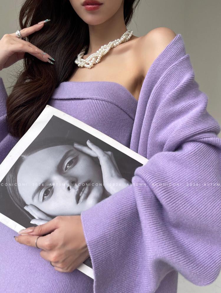 Aconiconi|Whispering Lilac Knit Dress Set