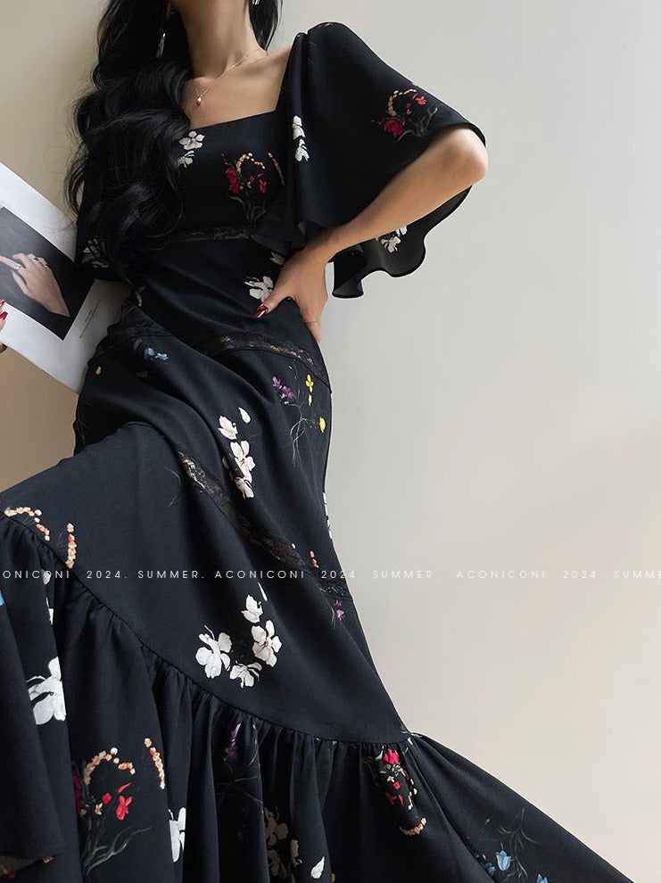 Aconiconi|Retro Romance Lace Black Dress