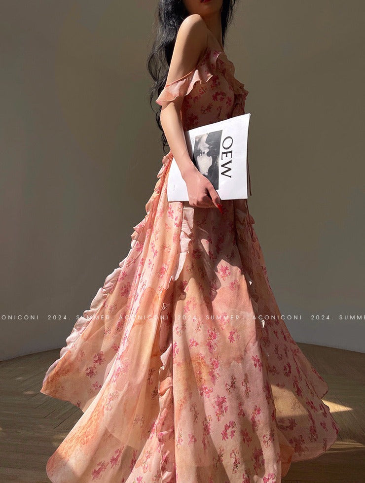 Aconiconi|Sorbet Sunset Long Exquisite Dress