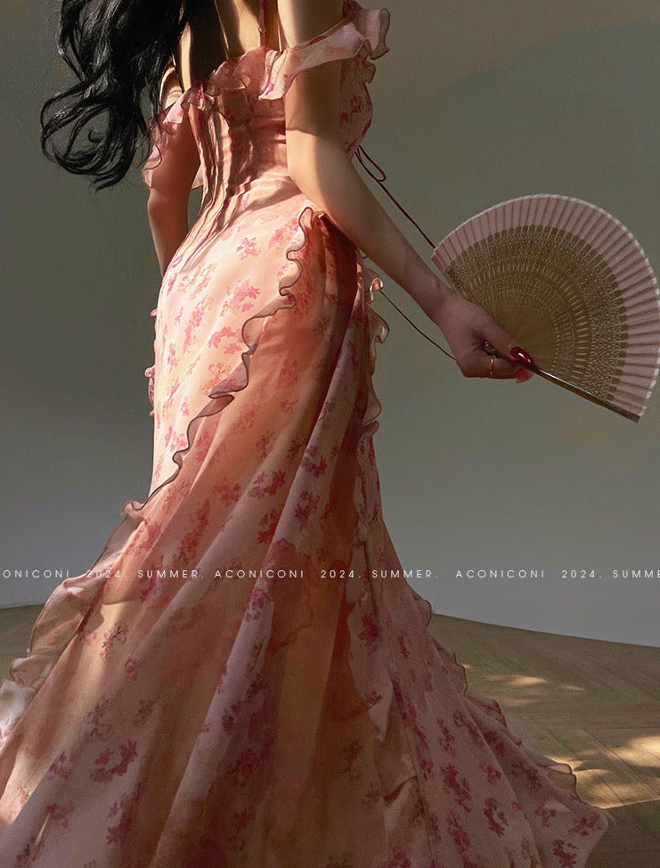 Aconiconi|Sorbet Sunset Long Exquisite Dress