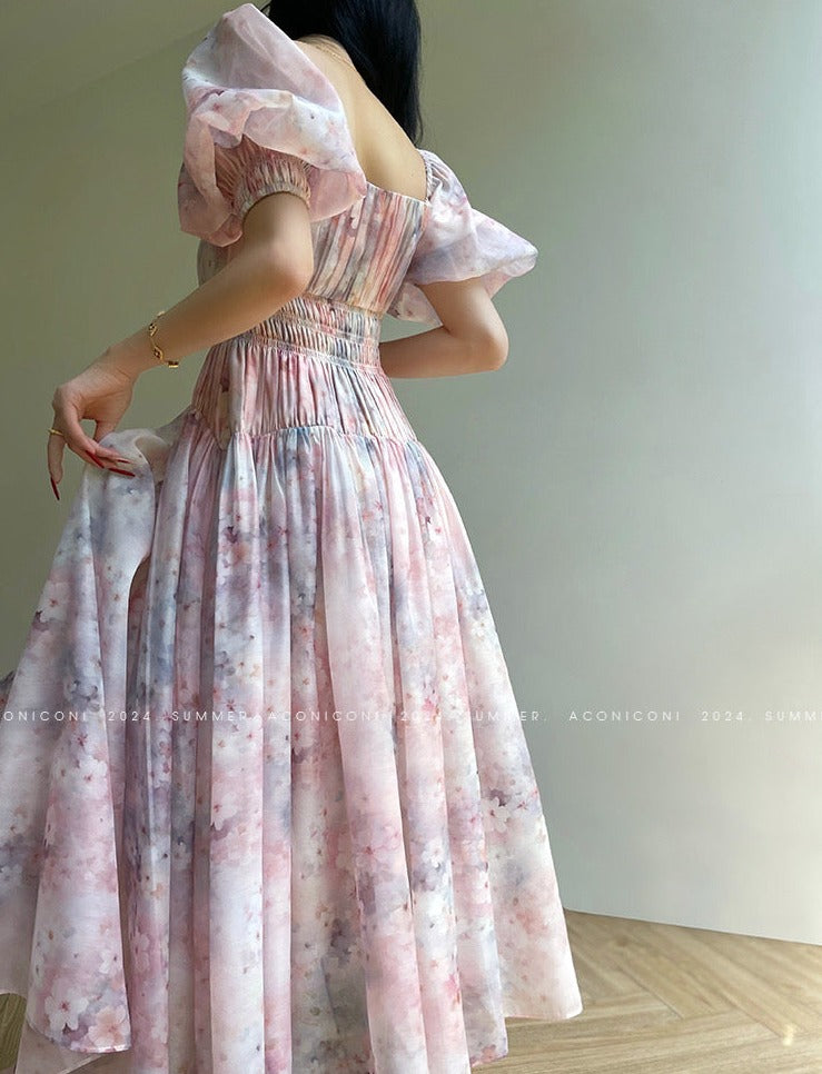 Aconiconi|Summer Cosmos Floral Long Dress
