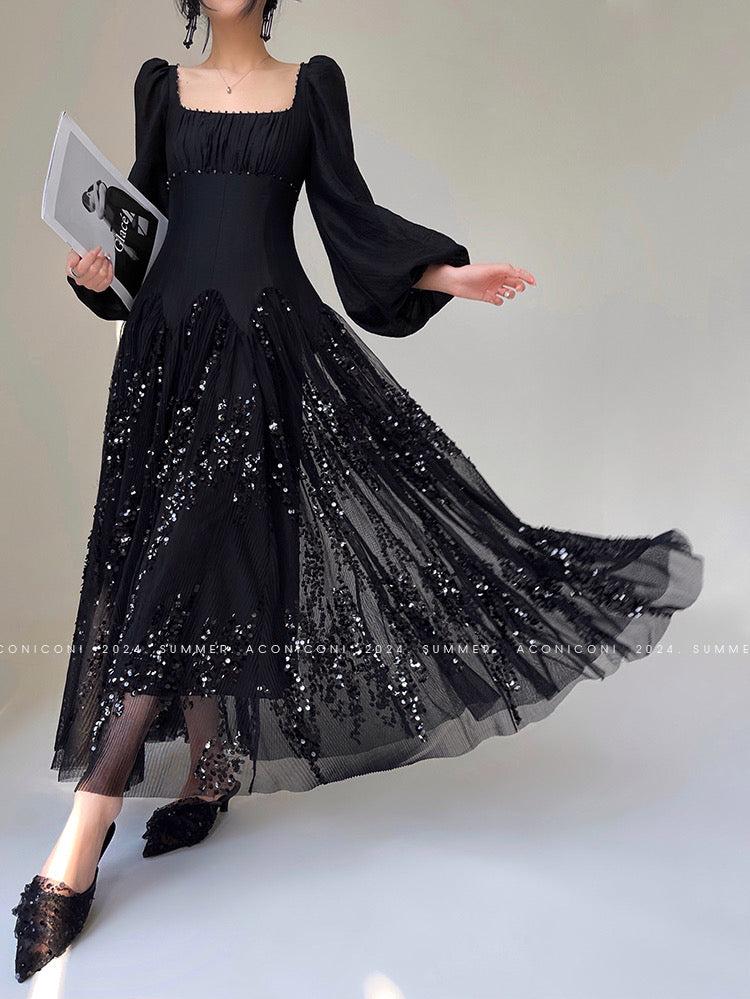 Aconiconi|Twilight Tulle Sequined Long Dress