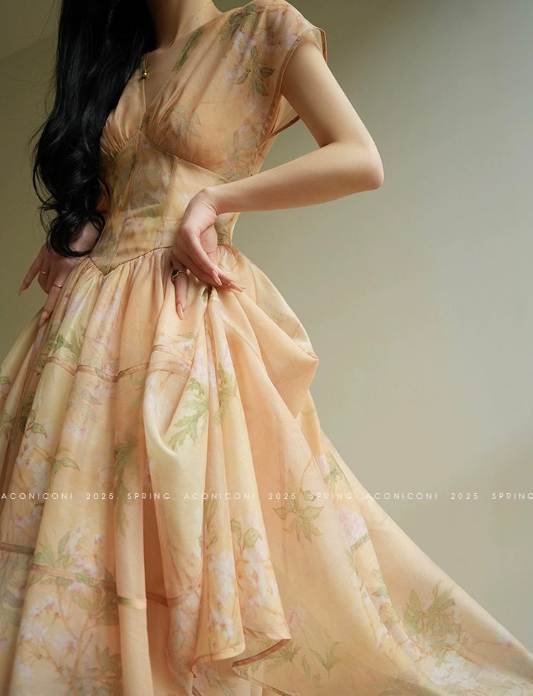 Aconiconi | Soft Sunrise Elegant Flowy Dress