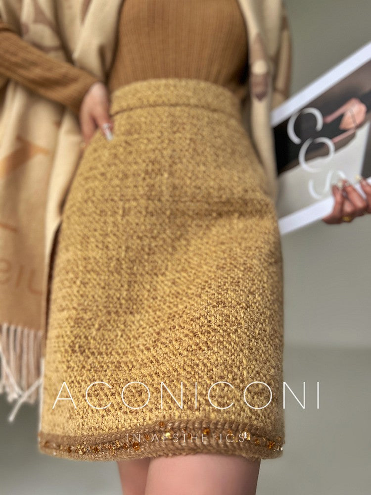 Aconiconi|Brownie Autumn Wool Retro Skirt Suit