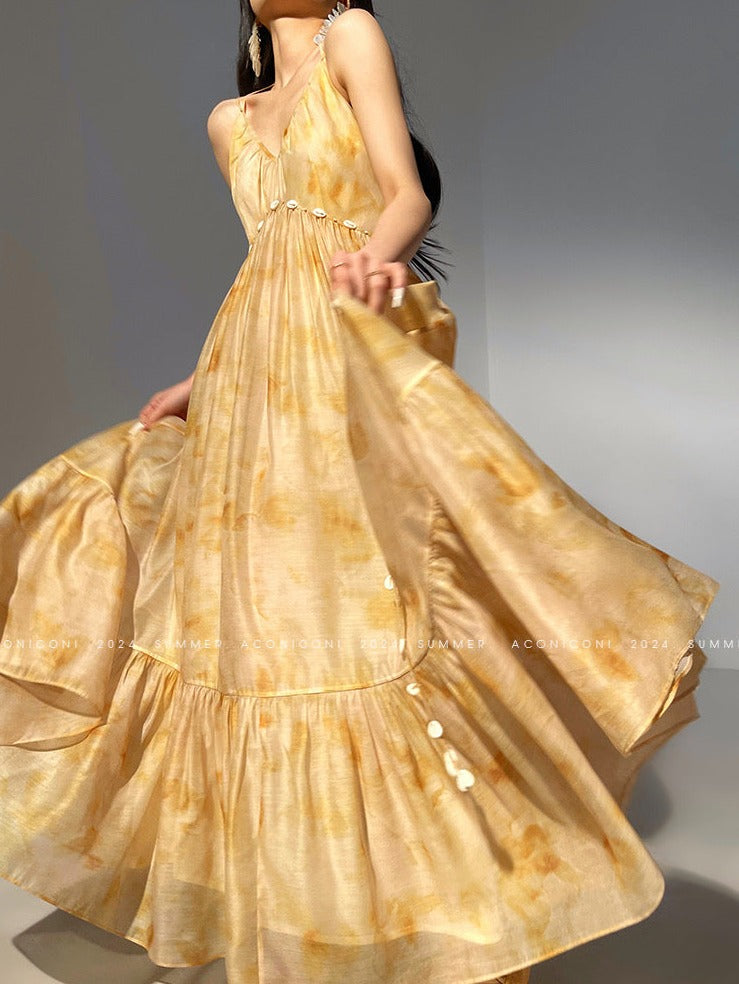 Aconiconi|Seaside Summer Sunset Long Flowy Dress