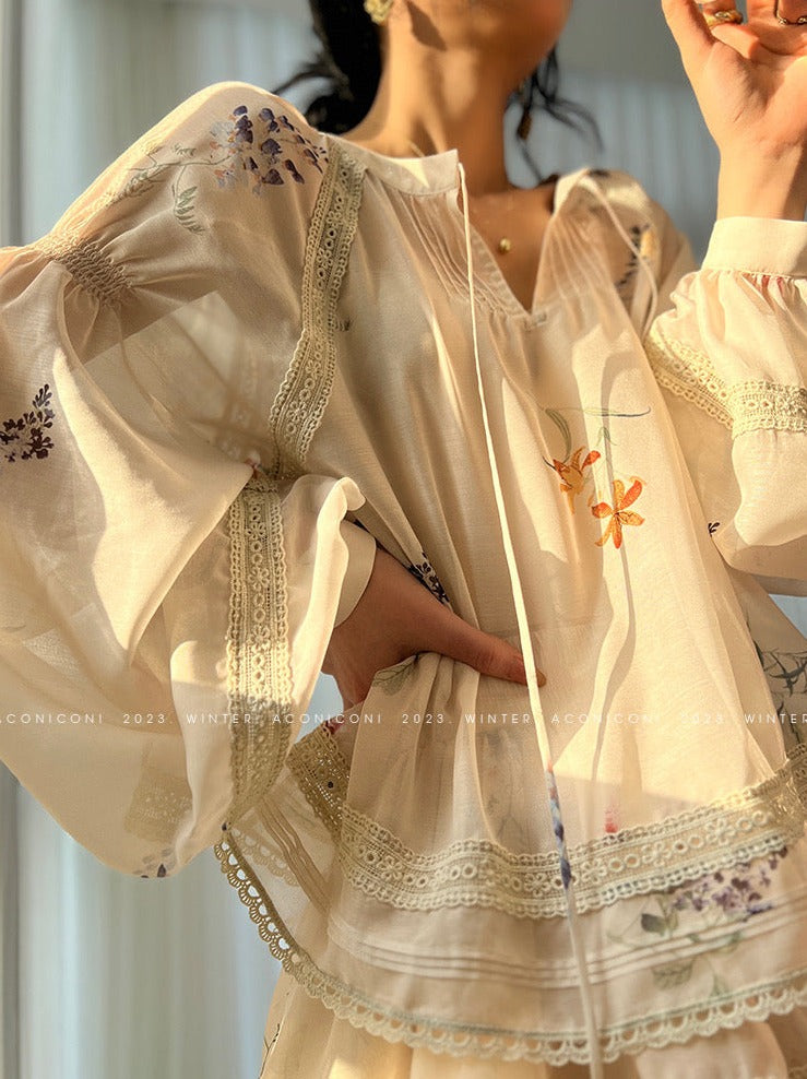 Aconiconi|Moon Shadow Camellia Skirt Suit