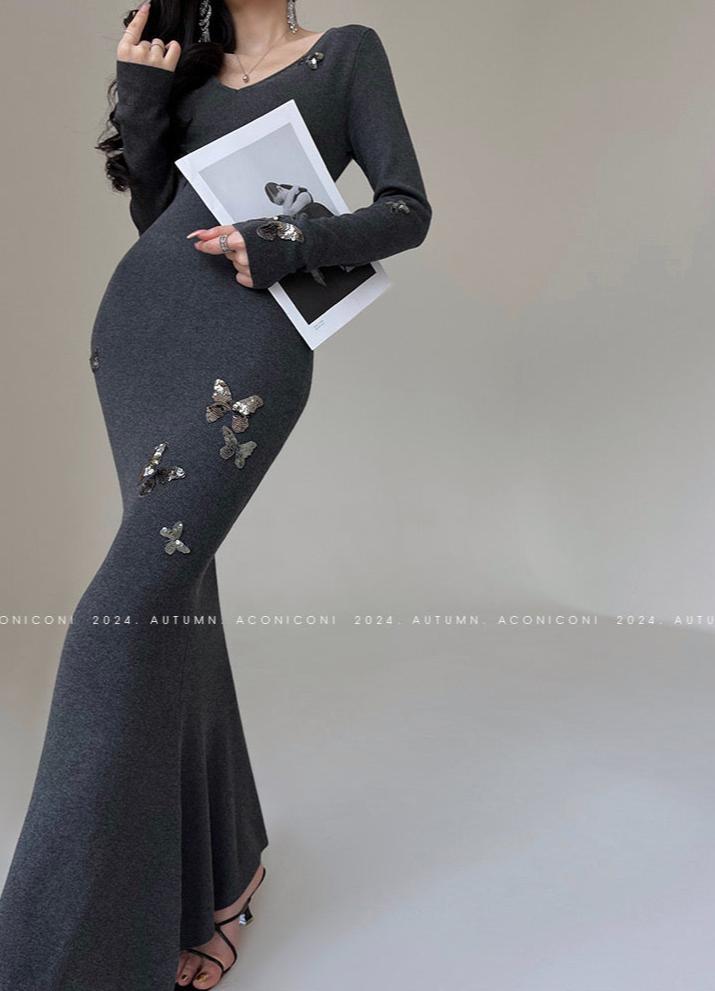 Aconiconi|Silverdew Charm Slim Long Dress