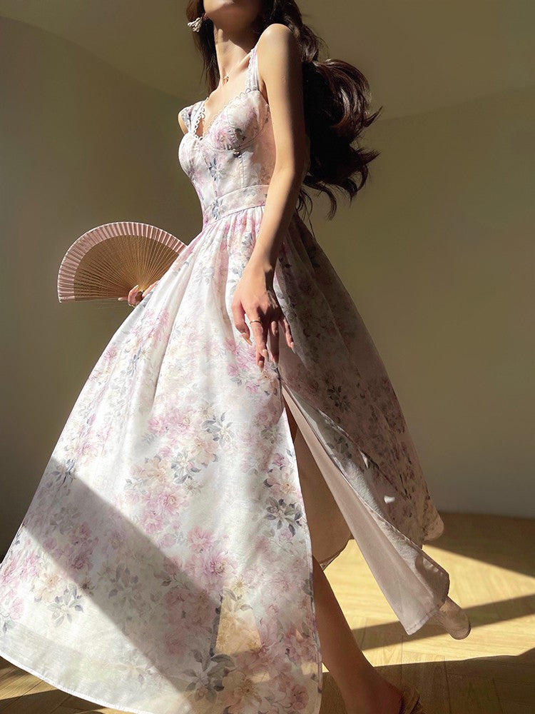 Aconiconi|Spring Flower Long Feminine Dress