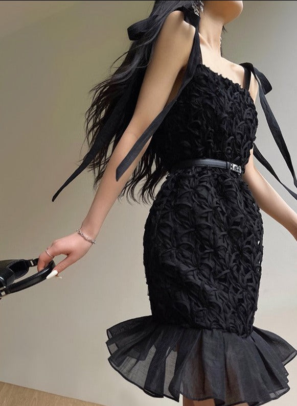 Aconiconi|Quiet Night Orchid Retro Suspender Dress