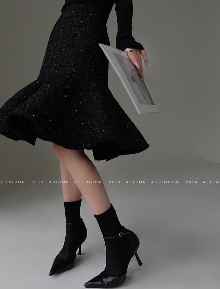 Aconiconi| Sand Star Wool Retro Tweed Skirt Suit