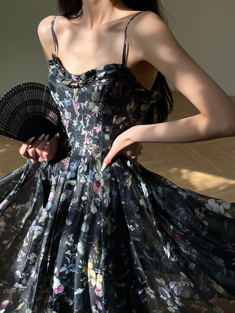 Aconiconi|Black Forest Long Floral Dress