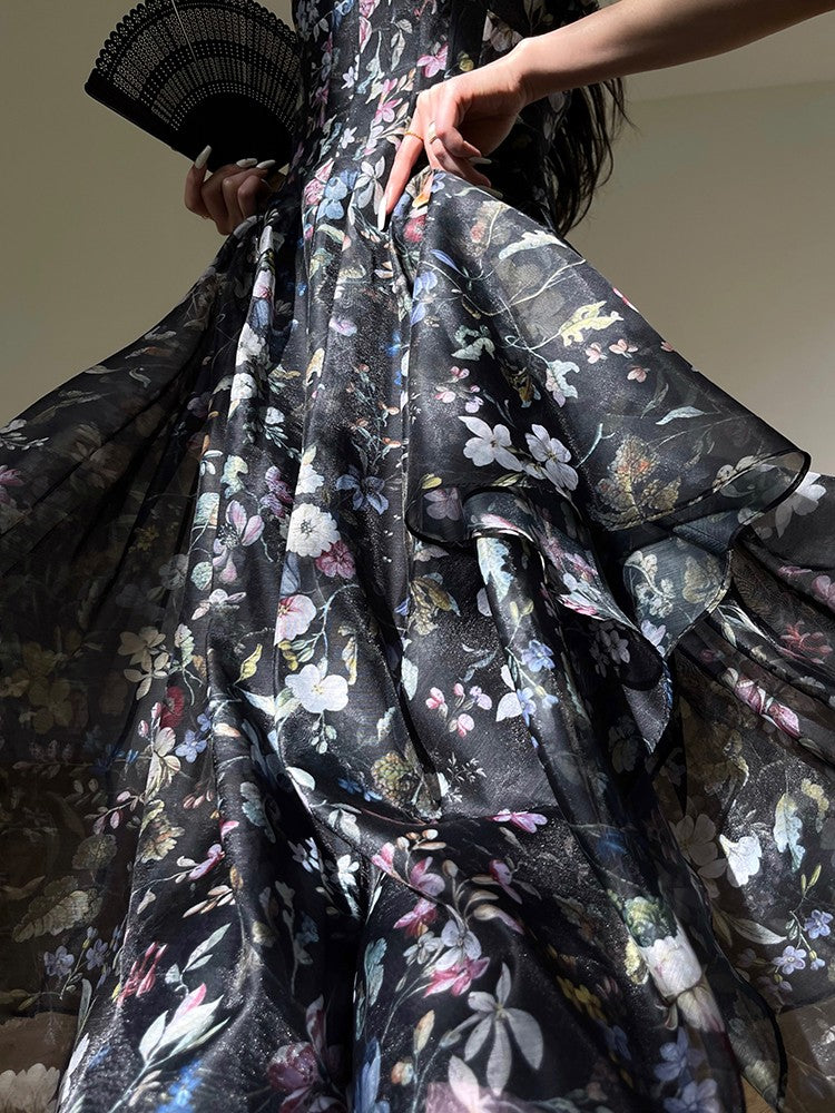 Aconiconi|Black Forest Long Floral Dress