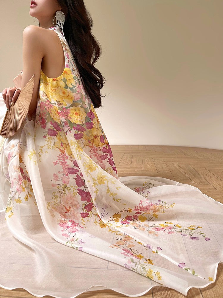 Aconiconi|Day Lily Japanese Style V-neck Summer Dress